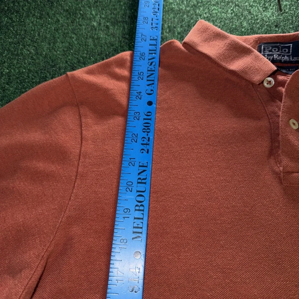 Polo Ralph Lauren Orange Polo Shirt Men's Size XL Custom Fit Blue Horse